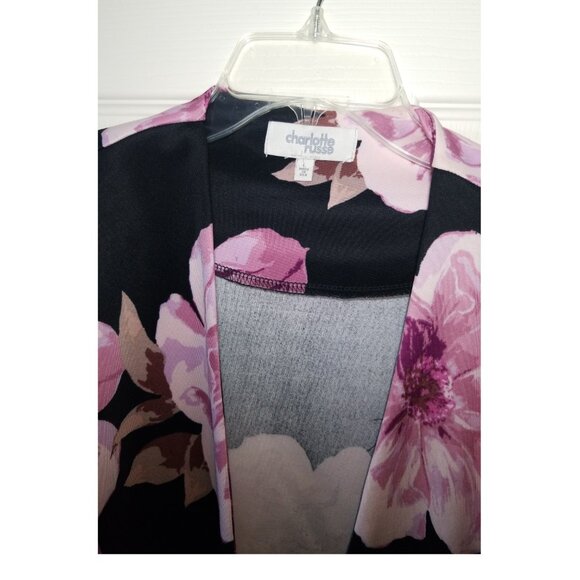 Charlotte Russe floral blazer jacket ruched sleeves size Large - Picture 5 of 6